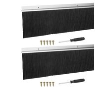 YELARXI Door Sweep Aluminum Alloy Brush Sweeps, 100mm Black PP Brush 1000 x 125mm Fit for Gaps of Door Bottom - H-Shape Holder (2 Pcs, Silver)