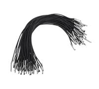 YELARXI Elastic Barbed Cord, Stretch Loop Band Round String with Metal Barbs Fastener Hat Chin Cord Strap - Fitting for (Mask/Party Hat/Menus/Book/Badges Signs) 8in & 60 Pcs & Black