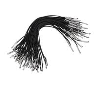 YELARXI Elastic Barbed Cord, Stretch Loop Band Round String with Metal Barbs Fastener Hat Chin Cord Strap - Fitting for (Mask/Party Hat/Menus/Book/Badges Signs) 6.5in & 60 Pcs & Black