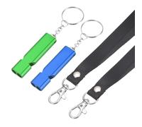 YELARXI Emergency Whistle, Aluminum Survival Whistles with Lanyard and Keychain Loud Safety Rescue Signaling, 2 Pcs & Blue/Green- Fitting for (Outdoor Camping/Hiking/Sports Game)
