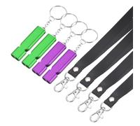 YELARXI Emergency Whistle, Aluminum Survival Whistles with Lanyard and Keychain Loud Safety Rescue Signaling, 4 Pcs & Purple/Green- Fitting for (Outdoor Camping/Hiking/Sports Game)