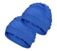 YELARXI Fabric Swim Cap Polyester Swimming Hat Elastic Swimming Cap, Fit for Women and Men Adult Long Hair (2Pcs, Blue)