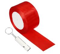 YELARXI Finish Line Satin Ribbon, Double-Faced Polyester Fabric Ribbon with Whistle Fitting for(Athletics- Running Race- Cutting Ceremony-Gift Wrapping) 2 Inchx24 Yard& Red