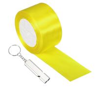 YELARXI Finish Line Satin Ribbon, Double-Faced Polyester Fabric Ribbon with Whistle Fitting for(Athletics- Running Race- Cutting Ceremony-Gift Wrapping) 2 Inchx24 Yard& Lemon Yellow