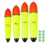 YELARXI Fishing Slip Bobbers, EVA Foam Bobbers Slip Floats with Fish Beads, 2.1/2.8/3.5/4.2 Oz Floatage Fit for Perch Carp Bass Fishing Corks Saltwater Freshwater (4 Pack, Red/Yellow)