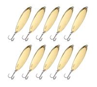 YELARXI Fishing Spoons Lures, Metal Saltwater Treble Trout Lures Jigging Spoon with Treble Hooks Casting Spinner Baits 10 Pcs & 2oz & Gold - Fitting for (Freshwater/Salmon/Bass/Trout)