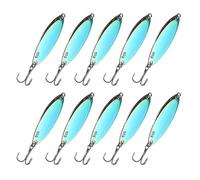 YELARXI Fishing Spoons Lures, Metal Saltwater Treble Trout Lures Jigging Spoon with Treble Hooks Casting Spinner Baits 10Pcs & 3/8oz & Vibrant Colors - Fitting for (Freshwater/Salmon/Bass)
