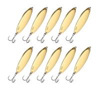 YELARXI Fishing Spoons Lures, Metal Saltwater Treble Trout Lures Jigging Spoon with Treble Hooks Casting Spinner Baits 10 Pcs & 3/4 oz & Gold - Fitting for (Freshwater/Salmon/Bass/Trout)