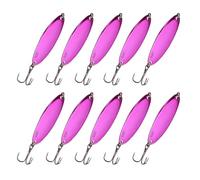 YELARXI Fishing Spoons Lures, Metal Saltwater Treble Trout Lures Jigging Spoon with Treble Hooks Casting Spinner Baits 10 Pcs & 3/8oz & Pink - Fitting for (Freshwater/Salmon/Bass/Trout)