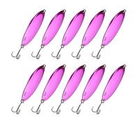 YELARXI Fishing Spoons Lures, Metal Saltwater Treble Trout Lures Jigging Spoon with Treble Hooks Casting Spinner Baits 10 Pcs & 3/4 oz & Pink - Fitting for (Freshwater/Salmon/Bass/Trout)