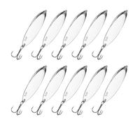 YELARXI Fishing Spoons Lures, Metal Saltwater Treble Trout Lures Jigging Spoon with Treble Hooks Casting Spinner Baits 10Pcs & 1 1/2oz & Silver - Fitting for (Freshwater/Salmon/Bass/Trout)