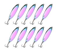 YELARXI Fishing Spoons Lures, Metal Saltwater Treble Trout Lures Jigging Spoon with Treble Hooks Casting Spinner Baits 10Pcs & 1/2oz & Vibrant Colors - Fitting for (Freshwater/Salmon/Bass)