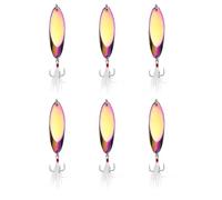 YELARXI Fishing Spoons Lures, Metal Saltwater Treble Trout Lures Jigging Spoon with Treble Hooks Spinner Baits 6 Pcs & 1/5 oz & Colorful - Fitting for (Freshwater/Salmon/Bass/Trout)