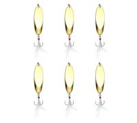 YELARXI Fishing Spoons Lures, Metal Saltwater Treble Trout Lures Jigging Spoon with Treble Hooks Spinner Baits 6 Pcs & 3/4 oz & Gold - Fitting for (Freshwater/Salmon/Bass/Trout)