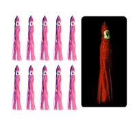 YELARXI Fishing Squid Skirts, Glow Soft Plastic Trolling Lures Luminous 5.9 x 0.6 Inch & 10 Pcs & Pink/Dark Purple -Fitting for (Bass/Trout/Salmon/Saltwater/Fishing Bait)