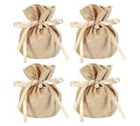 YELARXI Flannel Drawstring Gift Bags, Jewelry Pouches Mini Gift Packaging Bag, 6 x 5.5 in Storage Pouch with Pearl for Wedding Favor Party Birthday Candy (4 Pack, Champagne)