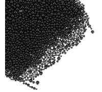 YELARXI Glass Bubble Beads, Tiny Iridescent Beads No Hole Mini Glass Bubble - Fitting for (DIY Crafting - Nail Art - Jewelry Making) 1-3mm &50g & Black