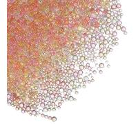 YELARXI Glass Bubble Beads, Tiny Iridescent Beads No Hole Mini Glass Bubble - Fitting for (DIY Crafting - Nail Art - Jewelry Making) 1-3mm &50g & Mixed Rose Pink Tones