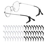 YELARXI Glasses Ear Grip, Eye Glasses Silicone Ear Grippers Eyeglasses Holder Anti-Slip Anchor Grip Hooks - Fitting for(Spectacle - Temple - Retainer - Tightener) 24Pair & Black/Transparent