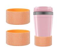 YELARXI Glitter Silicone Boot, Diamond Protective Boots Shining Anti Slip Cup Protector with 2.91"-2.95" Bottom - Fitting for (Stanley Tumbler Water Bottle) 2 Pack & 30-40oz & Orange