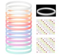 YELARXI Glow in the Dark Silicone Bracelets, Neon Rubber Wristbands Blank Rubber Bracelet with Sport Stickers 12 Pcs & Multicolored -Fitting For(Basketball/Men/Women/Party/Sports Training)