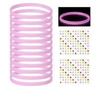 YELARXI Glow in the Dark Silicone Bracelets, Neon Rubber Wristbands Blank Rubber Bracelet with Sport Stickers 12 Pcs & Light Purple -Fitting For(Basketball/Men/Women/Party/Sports Training)