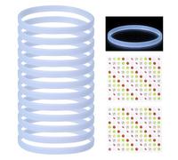 YELARXI Glow in the Dark Silicone Bracelets, Neon Rubber Wristbands Blank Rubber Bracelets with Sports Stickers 12 Pcs & Blue -Fitting For(Basketball/Men/Women/Party/Sports Training)