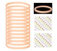 YELARXI Glow in the Dark Silicone Bracelets, Neon Rubber Wristbands Blank Rubber Bracelets with Sports Stickers 12 Pcs & Orange -Fitting For(Basketball/Men/Women/Party/Sports Training)