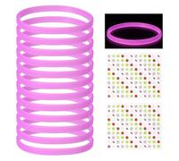 YELARXI Glow in the Dark Silicone Bracelets, Neon Rubber Wristbands Blank Rubber Bracelets with Sports Stickers 12 Pcs & Purple -Fitting For(Basketball/Men/Women/Party/Sports Training)