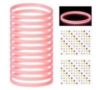 YELARXI Glow in the Dark Silicone Bracelets, Neon Rubber Wristbands Blank Rubber Bracelets with Sports Stickers 12 Pcs & Red -Fitting For(Basketball/Men/Women/Party/Sports Training)