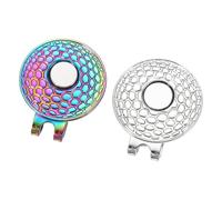 YELARXI Golf Hat Clip, 2 Pack Metal Cap Clamp with Magnetic Removable Ball Marker Holder Golf Accessories for (Women & Men), Iridescent, Silver