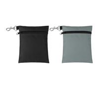 YELARXI Golf Tee Pouch, Zipper Golf Ball Bag 6.7 x 5 in with Metal Lobster Claw Clip Storage Bag Waterproof - Fit for (Tees Balls/Valuables Holder/Men Women Golf Gift) 2Pcs & Black/Grey