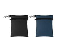 YELARXI Golf Tee Pouch, Zipper Golf Ball Bag 6.7 x 5in with Metal Lobster Claw Clip Storage Bag Waterproof - Fit for (Tees Balls/Valuables Holder/Women Golf Gift) 2Pcs & Black/Navy Blue