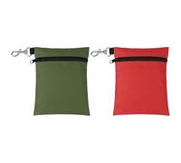YELARXI Golf Tee Pouch, Zipper Golf Ball Bag 6.7 x 5in with Metal Lobster Claw Clip Storage Bag Waterproof - Fit for (Tees Balls/Valuables Holder/Men Women Golf Gift) 2Pcs & Army Green/Red