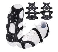 YELARXI Ice Cleats, Anti-Slip Traction Cleats Crampons for Shoes and Boots with 11 Steel Spikes Shoe Grippers for Men/Women Winter Hiking Fishing Walking Climbing, 2Pcs & Size L & Black