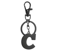YELARXI Initial Letter Keychain, Alphabet C Keychain Cute - Fitting for (Handbag - Backpack - Car Key Bag - Keyring - Gift - Women & Men) 3.15 Inch & Stainless Steel & Black