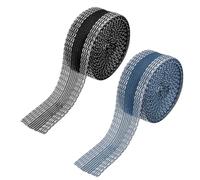 YELARXI Iron-on Instant Hem Tape, 6 Yard No Sew Hemming Tape for Pants Washable Hem Adhesive Fabric Strips 1 Inch Fit for Clothes Curtain Pant Mouth - (2 Pack, Black/Blue)