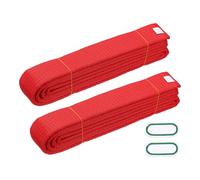 YELARXI Karate Belt, Martial Arts Ranking Belts with Name Tag Solid Cotton Double-Layered Core Long Soft Uniform Training Equipment Fitting for (Taekwondo/Karate/Judo) 6.6ft&2Pcs&Red