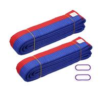 YELARXI Karate Belt, Martial Arts Ranking Belts with Name Tag Solid Cotton Double-Layered Core Long Soft Uniform Training Equipment Fitting for (Taekwondo/Karate/Judo) 5.2ft&2Pcs&Blue/Red