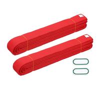 YELARXI Karate Belt, Martial Arts Ranking Belts with Name Tag Solid Cotton Double-Layered Core Long Soft Uniform Training Equipment Fitting for (Taekwondo/Karate/Judo) 9.2ft&2Pcs&Red