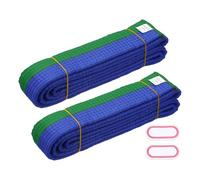 YELARXI Karate Belt, Martial Arts Ranking Belts with Name Tag Solid Cotton Double-Layered Core Long Soft Uniform Training Equipment Fitting for (Taekwondo/Karate/Judo) 5.2ft&2Pcs&Green/Blue