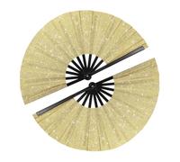 YELARXI Large Folding Fans for Line Dancing, Foldable Decorative Handheld Folding Hand Clacking Fan, 2Pcs&12.6"&Glitter&Champagne Gold/Black -for Women Edm Party Club Performance Dance
