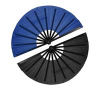 YELARXI Large Folding Fans for Line Dancing, Foldable Decorative Handheld Folding Hand Clacking Fan, 2Pcs&12.6"&Sapphire+Black/Black -for Women Edm Party Club Performance Dance