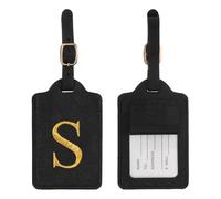 YELARXI Leather Letter Luggage Tags, Cute Personalized Initial Luggage Tags with Privacy Name Card, Black(S) & 2Pcs, for (Women Girls/Travel Essentials/Suitcase/Backpack ID Identifier)