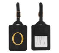 YELARXI Leather Letter Luggage Tags, Cute Personalized Initial Luggage Tags with Privacy Name Card, Black(O) & 2Pcs, for (Women Girls/Travel Essentials/Suitcase/Backpack ID Identifier)