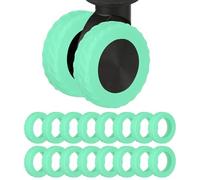 YELARXI Luggage Wheel Protection Cover, Wear Resistant Anti Noise Silicone Suitcase Protective Covers, 16Pcs &Mint Green &Wavy Pattern-Fitting for 2.2-2.6" Spinner Wheel Suitcases Travel
