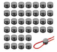YELARXI Metal Cord Locks, Double Hole Draw String Spring Stopper Fastener Round Slider Toggles End 0.6" & 36 Pcs & Black -Fitting for (Drawstrings/Shoelaces/Backpack/Clothing/Lanyard)