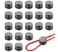 YELARXI Metal Cord Locks, Double Hole Draw String Spring Stopper Fastener Round Slider Toggles End 0.7" & 20 Pcs & Black -Fitting for (Drawstrings/Shoelaces/Backpack/Clothing/Lanyard)