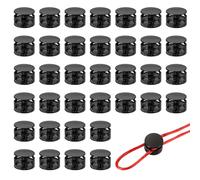 YELARXI Metal Cord Locks, Double Hole Draw String Spring Stopper Fastener Round Slider Toggles End 0.7" & 36 Pcs & Dark Black -Fitting for (Drawstrings/Shoelaces/Backpack/Clothing/Lanyard)