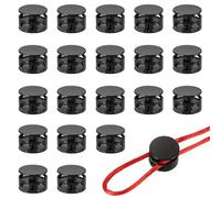 YELARXI Metal Cord Locks, Double Hole Draw String Spring Stopper Fastener Round Slider Toggles End 0.7" & 20 Pcs & Dark Black -Fitting for (Drawstrings/Shoelaces/Backpack/Clothing/Lanyard)